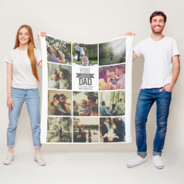 11 foto's collage gepersonaliseerde vaderdag fleece deken