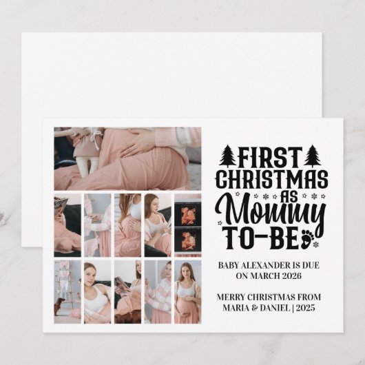 11 foto's Kerstmis zwangerschap zwangere mama Feestdagenkaart (Voorkant / Achterkant)