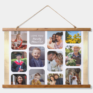 11 foto's personaliseren Modern Chic Elegant Love  Hangend Wandkleed