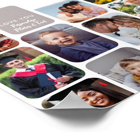 11 foto's personaliseren Modern Chic Elegant Love Poster (Hoek)