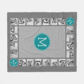 11 Foto's Turquoise Charcoal Chevrons Monogram Fleece Deken (Voorkant (Horizontaal))