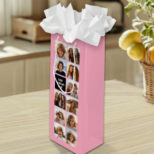 11 Fotosamenstelling - Minimaal raster met tekst Wijn Cadeautas
