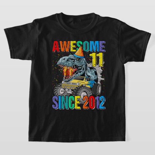 11 Geweldige sinds 2012 Dinosaur Monster Truck 11 T-shirt (Laagn)