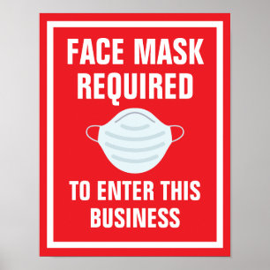 11-inch x 14-inch gebold rood masker vereist papie poster