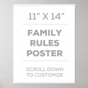 11-inch x 14-inch Poster gezinsregels