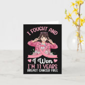 11 Jaar Borstkanker Overlevende Victory Pink Girl Kaart (Gele Bloem)