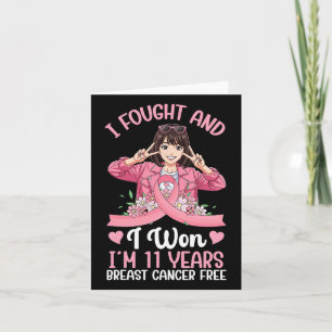 11 Jaar Borstkanker Overlevende Victory Pink Girl Kaart