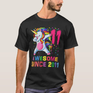 11 Jaar Eenhoorn Dabbing 11e Verjaardag Meisje Een T-shirt