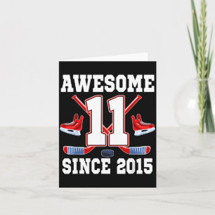 11 Jaar Geweldig Sinds 2015 Hockey Thema Verjaarda Kaart
