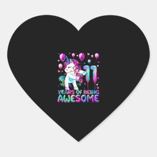11 jaar Geweldige 11e verjaardagsmeisje Unico Hart Sticker