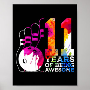 11 jaar Geweldige bowling 11e verjaardag Poster