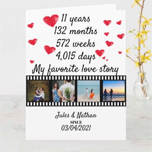 11 jaar jubileum filmstrip fotodisplay kaart (Gele Bloem)