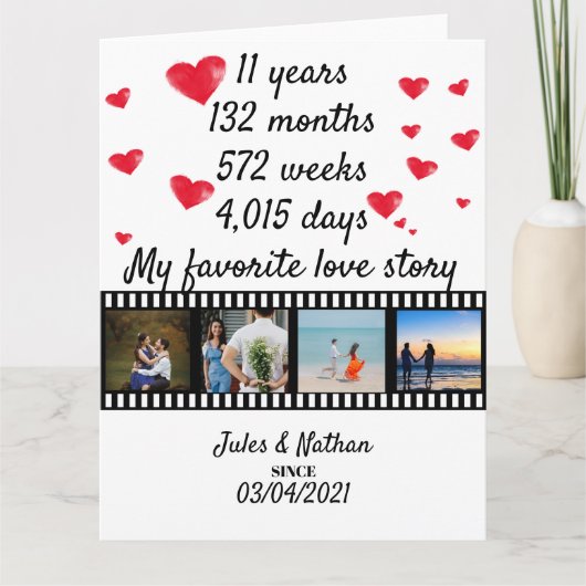 11 jaar jubileum filmstrip fotodisplay kaart (Voorkant)