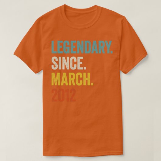 11 jaar Legendary sinds maart 2012 11e verjaardag2 T-shirt (Design voorkant)
