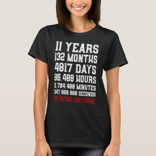 11 jaar oud als Geweldige elfde verjaardag T-shirt (Voorkant)