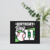 11 Jaar Oud Baseball Party Thema 11e Verjaardag Jo Briefkaart (Staand voorkant)