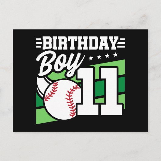 11 Jaar Oud Baseball Party Thema 11e Verjaardag Jo Briefkaart (Voorkant)