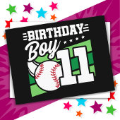 11 Jaar Oud Baseball Party Thema 11e Verjaardag Jo Briefkaart