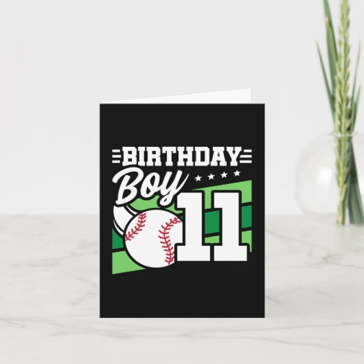 11 Jaar Oud Baseball Party Thema 11e Verjaardag Jo Kaart (Voorkant)