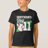 11 Jaar Oud Baseball Party Thema 11e Verjaardag Jo T-shirt (Voorkant)