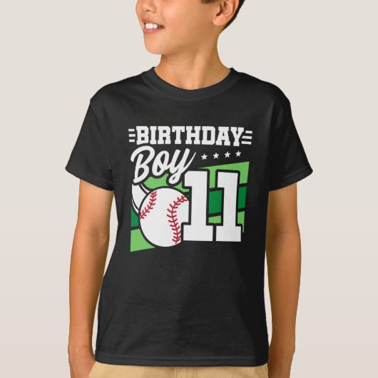 11 Jaar Oud Baseball Party Thema 11e Verjaardag Jo T-shirt (Voorkant)