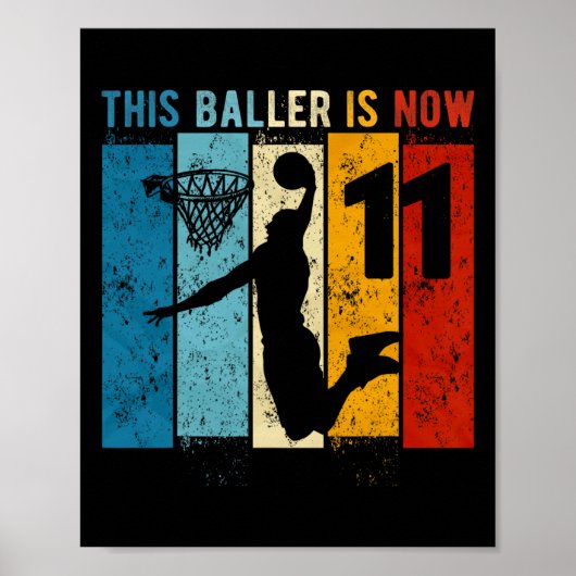 11 Jaar Oud Basketbal 11e Verjaardag Jongen Poster (Voorkant)