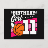 11 Jaar Oud Basketbal Party 11e Verjaardag Meisje Briefkaart (Voorkant)
