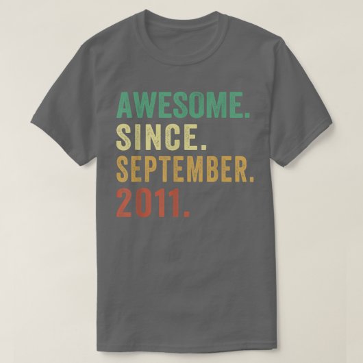 11 jaar oud cadeau Geweldige sinds september 2011 T-shirt (Design voorkant)