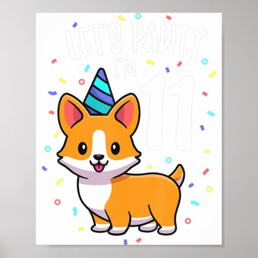 11 jaar oud Corgi Hondenliefhebber 11e verjaardag  Poster (Voorkant)