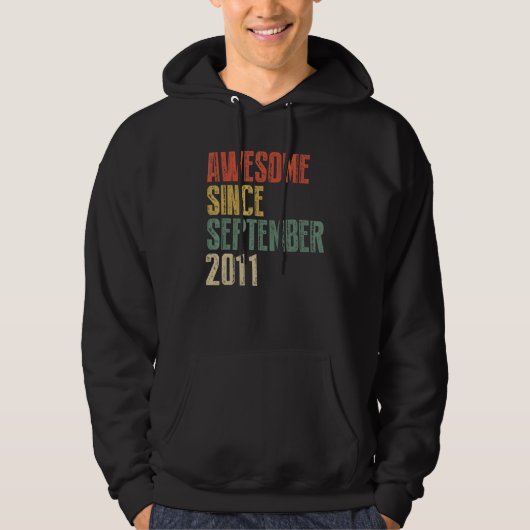 11 Jaar Oud  Geweldig Sinds September 2011 11e 1 Hoodie (Voorkant)