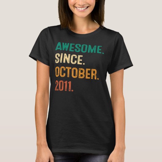 11 jaar oud Geweldige sinds oktober 2011 elfde dag T-shirt (Voorkant)