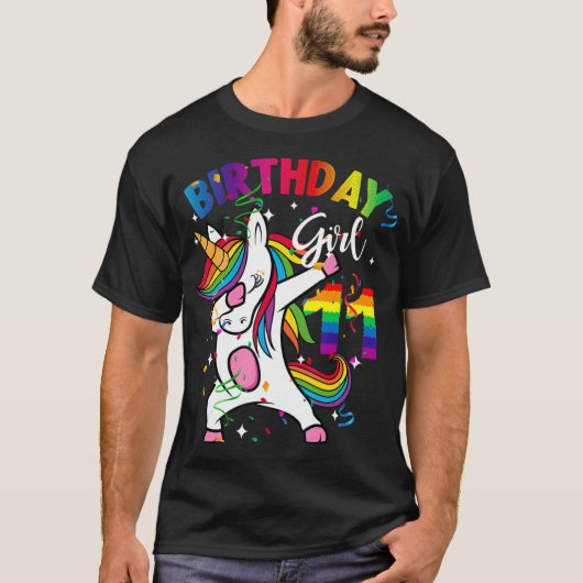 11 jaar oud Kind 11e verjaardag Cadeau Unicorn T-shirt (Voorkant)