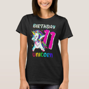 11 Jaar Oud Meisje Dabbing Eenhoorn 11de Verjaarda T-shirt