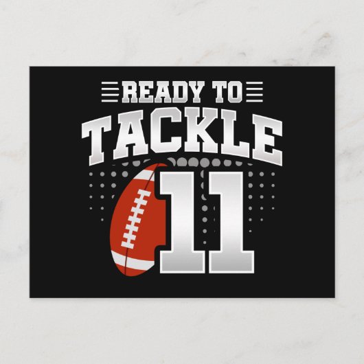 11 Jaar Oud Tackle Football Party 11e Verjaardag Briefkaart (Voorkant)