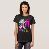 11 jaar oud Unicorn Dabbing 11th Birthday Girl Uni T-shirt (Voorkant volledig)