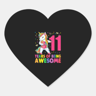11 jaar oud Unicorn Flossing 11th Birthday Girl U Hart Sticker