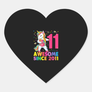 11 jaar oud Unicorn Flossing 11th Birthday Girl U Hart Sticker