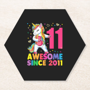 11 jaar oud Unicorn Flossing 11th Birthday Girl U Kartonnen Onderzetters