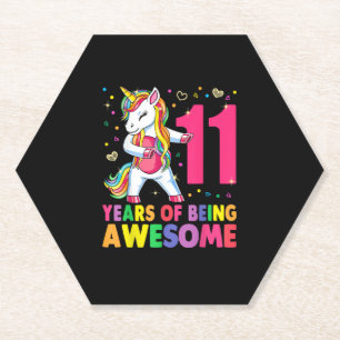 11 jaar oud Unicorn Flossing 11th Birthday Girl U Kartonnen Onderzetters