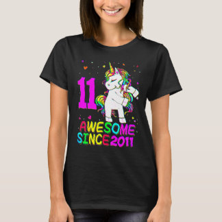 11 jaar oud Unicorn Flossing 11th Birthday Girl U T-shirt