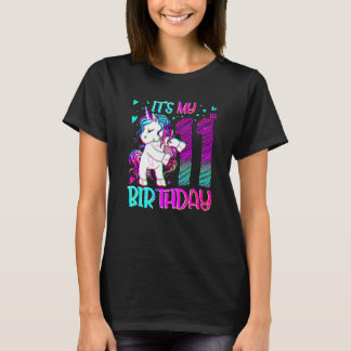 11 jaar oud Unicorn Flossing 11th Birthday Girl U T-shirt