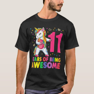 11 jaar oud Unicorn Flossing 11th Birthday Girl U T-shirt