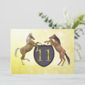 11 jaar oud verjaardagsfeest met paarden kaart (Staand voorkant)