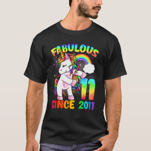 11 jaar oude 11e verjaardag Unicorn Girl Fabulous T-shirt