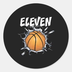11 jaar oude Basketball Birthday Party 11th Boy Ronde Sticker
