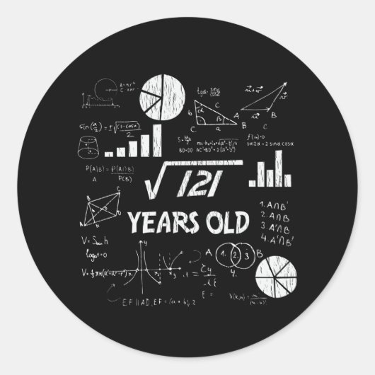 11 jaar oude Bday Geeky Wiskunde 11e verjaardagsca Ronde Sticker (Voorkant)