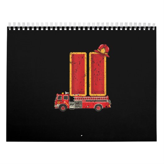 11 jaar oude Birthday Boy geeft brandweerman Kalender (Hoes)