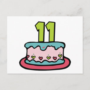 11 jaar oude Birthday Cake Briefkaart