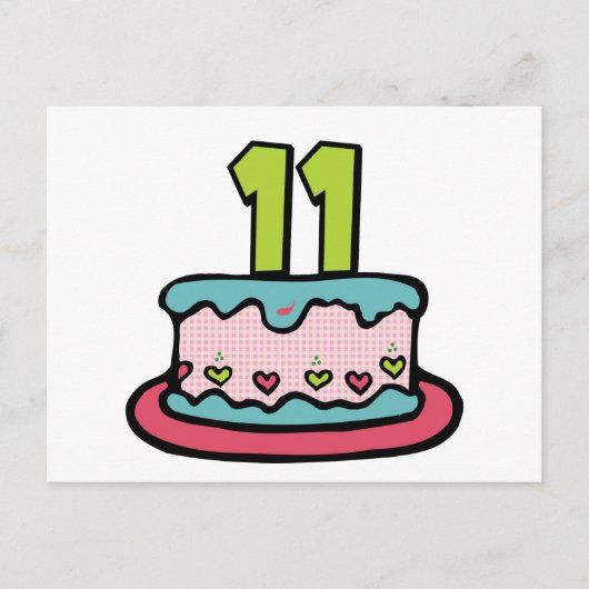 11 jaar oude Birthday Cake Briefkaart (Voorkant)