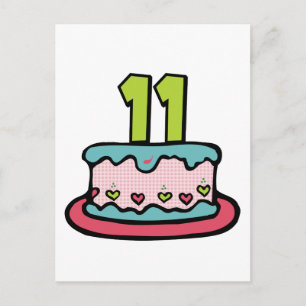 11 jaar oude Birthday Cake Briefkaart